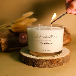 【限量發售 | 大蠟燭 - 適合大約160尺空間】放鬆療癒 - 聖木蠟燭 Palo Santo Candle (棉芯) | 亦可自選香氣 - Good Vibes Select