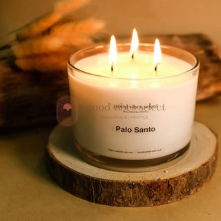 【限量發售 | 大蠟燭 - 適合大約160尺空間】放鬆療癒 - 聖木蠟燭 Palo Santo Candle (棉芯) | 亦可自選香氣 - Good Vibes Select