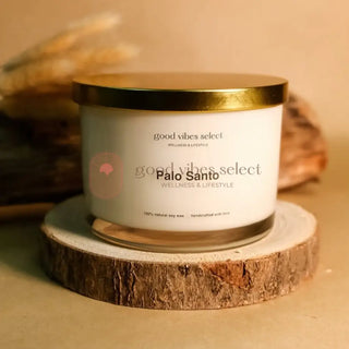 【限量發售 | 大蠟燭 - 適合大約160尺空間】放鬆療癒 - 聖木蠟燭 Palo Santo Candle (棉芯) | 亦可自選香氣 - Good Vibes Select